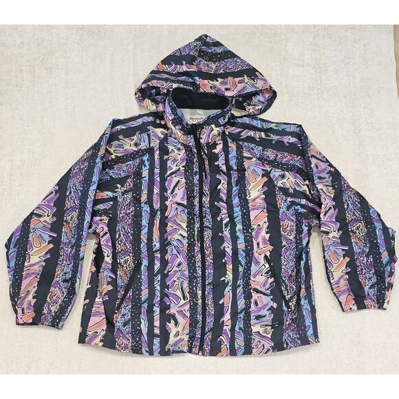 Vintage Reebok 80s Retro Hooded Track Windbreaker Jacket Adult Large - Picture 3 of 9